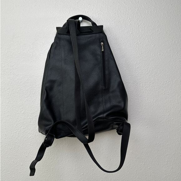 Longchamp Black Leather Le Foulonné Backpack Medium Silver Hardware - Picture 4 of 12